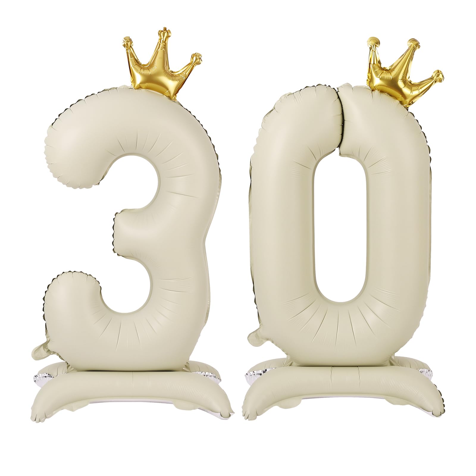 APXEL Off-white Standing Crown Number 30 Balloons, 42'' Foil 3 & 0 Balloon