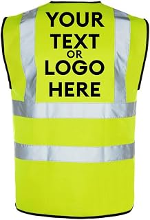 The World Of Wall Art Personalised Printed Reflective Hi-Vis High-Viz Visibility Safety Vest/Waistcoat Customised (Large)
