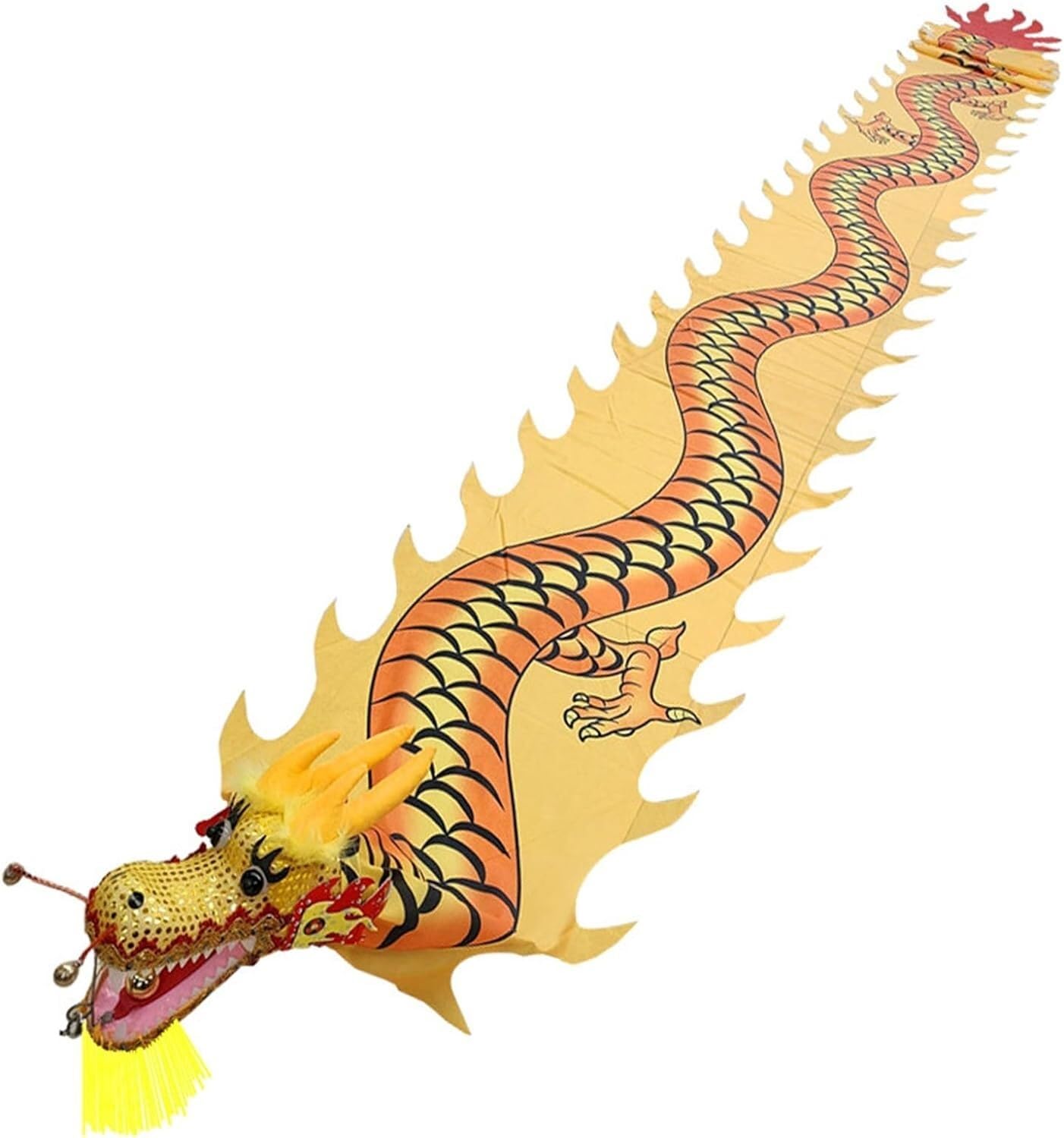 Danse du Dragon Sportive Carrée avec Grand Cerf-volant Volant Jaune de 6m
