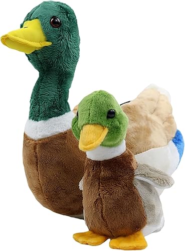 Miniatura 2 de POPOTATO Papá de peluche de pato real de 13 pulgadas con un pato bebé, 2 piezas de animales de peluche para niñas y niños