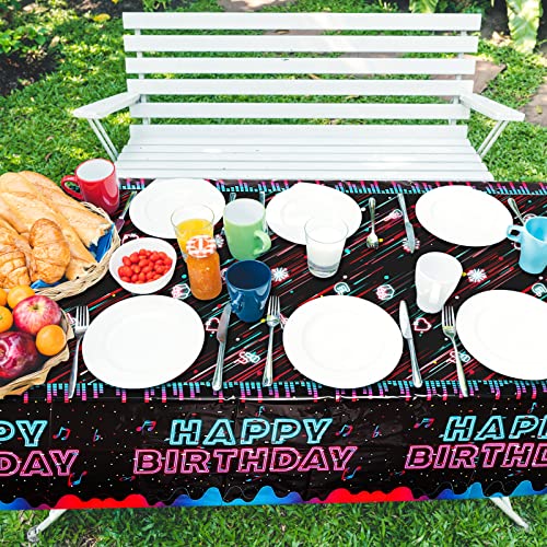 Durony DY0434 2 Pieces Music Party Tablecloths Plastic Happy Birthday Music Theme Party Waterproof Tablecovers 108 X 54 Inches Music Party Tablecloths thumb #5
