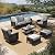 HERA'S HOUSE Wicker Patio Furniture Set, 35" High Back Swivel Chairs with 5.5" Thick Cushions, 6-Piece Rattan Outdoor Conversation Set for Poolside Backyard, Grey
