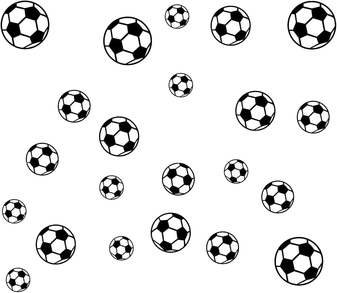 Gift Island Football Stickers Multipack - 22 Decals Wall Stickers for Boys Room, Vinyl Football Wall Art for Boys Bedroom, Playroom, Living Room Window Door Decoration (Black-White)