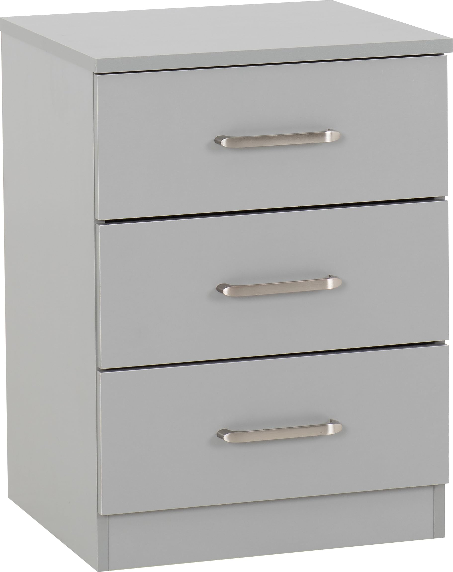 Seconique Dakota 3 Drawer Bedside Light Grey Metal Drawer Runners And Handles