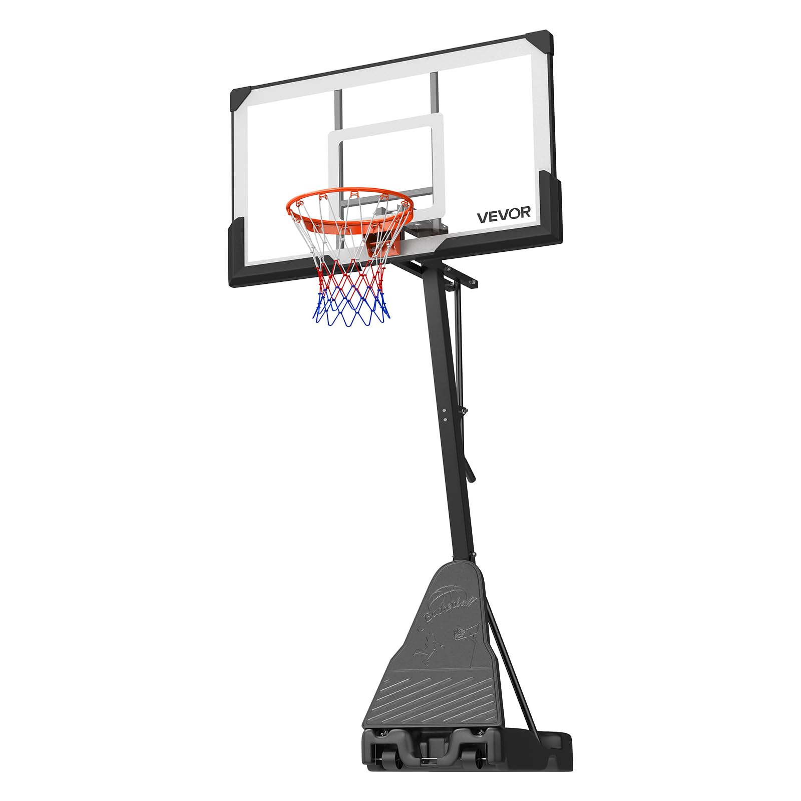 VEVOR Canestro da basket, regolabile in altezza, portatile, canestro da basket all'aperto, tabellone in PC per adolescenti, adulti, campo da basket, scuole, parchi