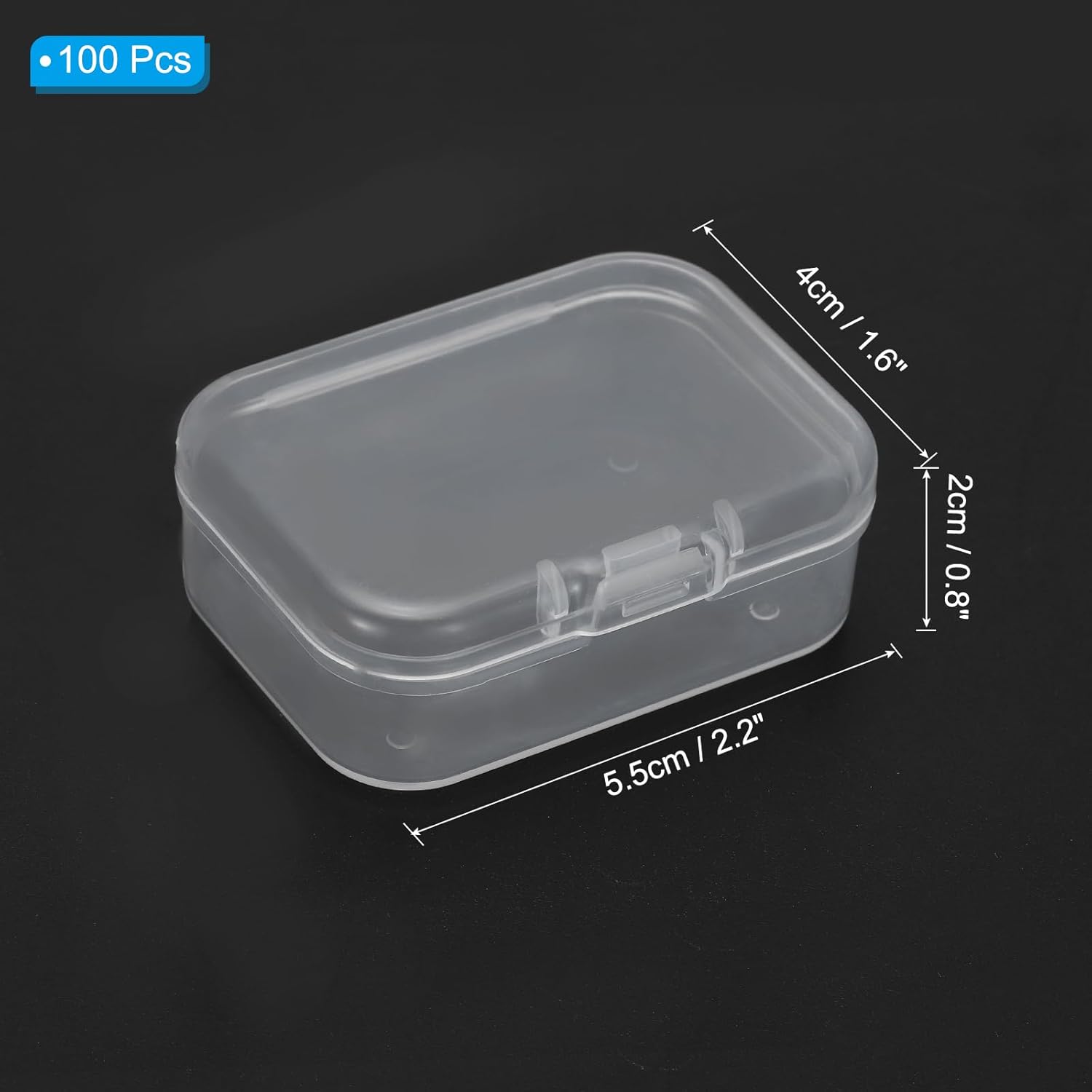 PATIKIL 2.2x1.6x0.8 Inch Mini Plastic Storage Containers Box, 100Pcs Clear Rectangle Organizer Container with Hinged Lids for Collecting Small Items Beads Jewelry Art Craft