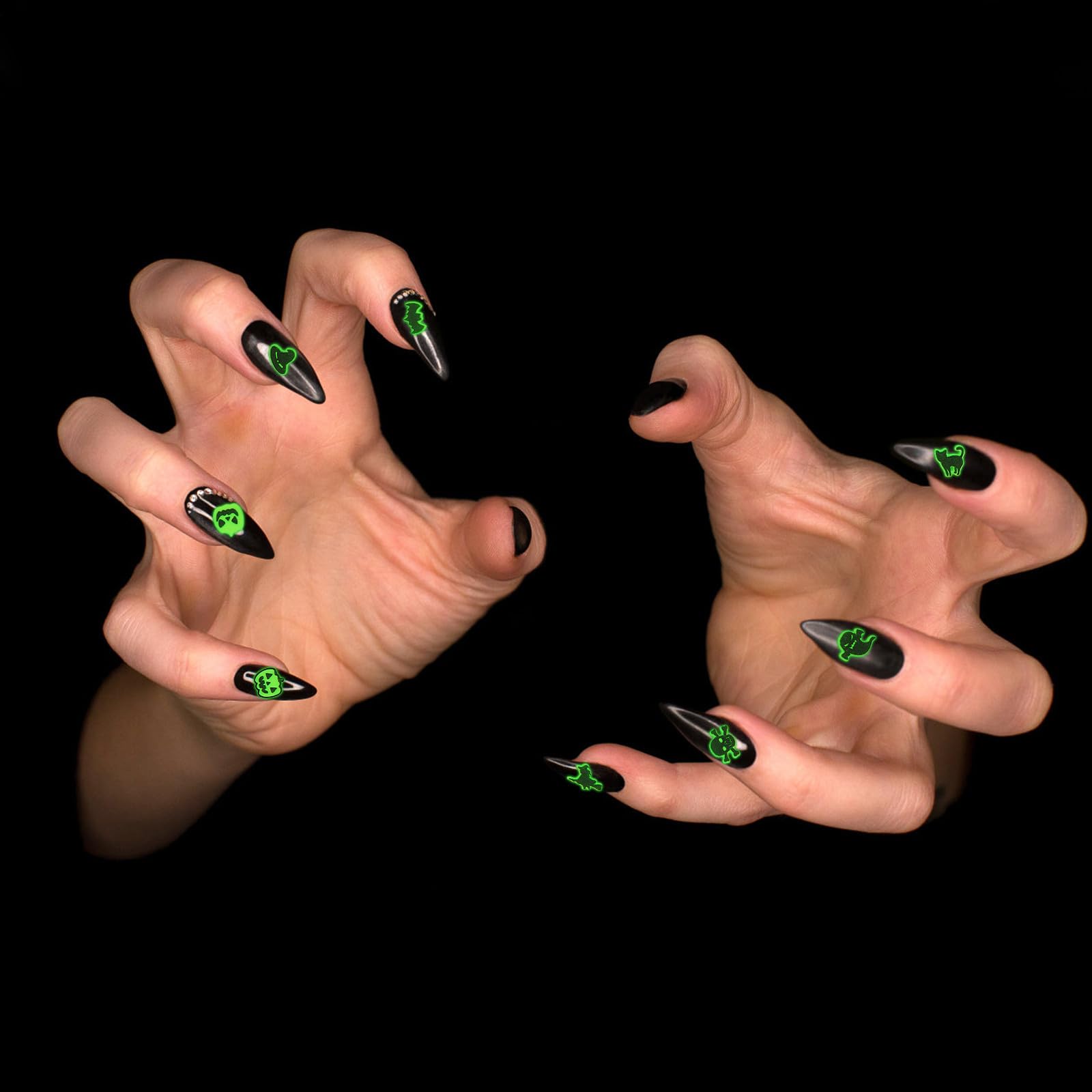 OSALADI 72 Fogli Adesivi per Unghie Nail Art Halloween 3d Notturni Luminescenti Facili da Usare e Rimuovere per Masquerade e Giorno dei Morti, Set da 12 Fogli