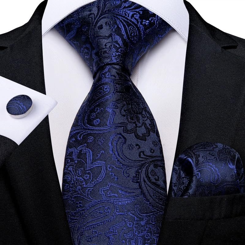 Conjunto de corbata para hombres estilo Paisley de seda miniatura 2