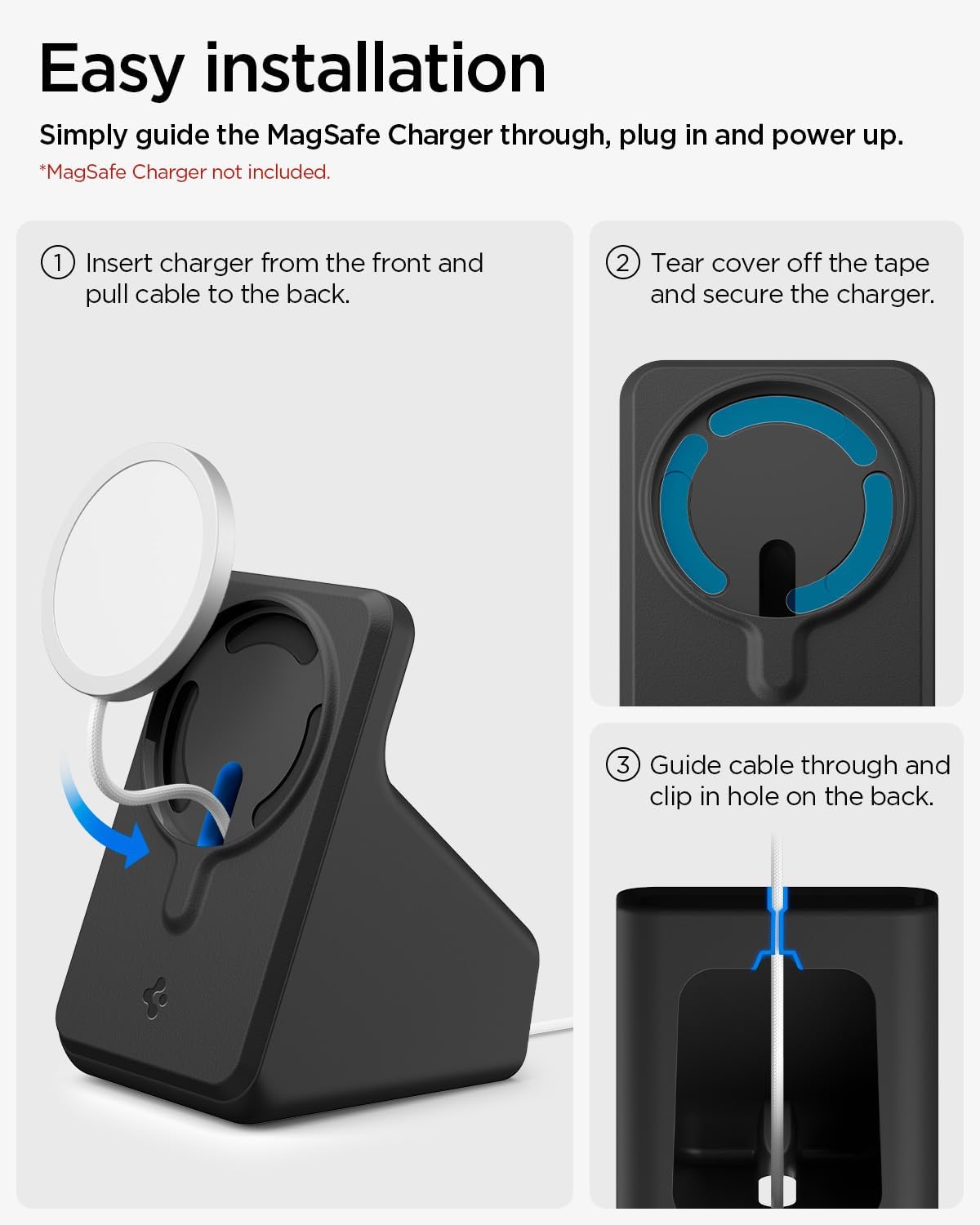 Spigen MagFit-Stand Designed for MagSafe Charger (25W) Stand Holder Case for Desk Nightstand Premium Silicone Compatible with 17/16/15/14/13/12 Series and More (Charger Not Included) - Black