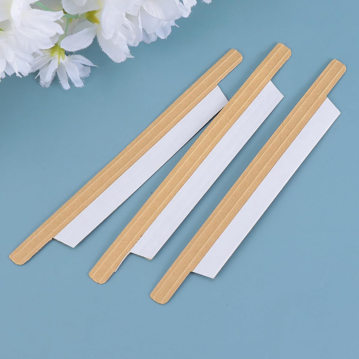SUPVOX 100pcs Kraft Paper Sealing Bars Iron Core and Double-Sided Adhesive Tape, Food Bag Clips for Keeping Food Fresh and Avoiding Moistness, for Sealing Snack and Coffee Bags
