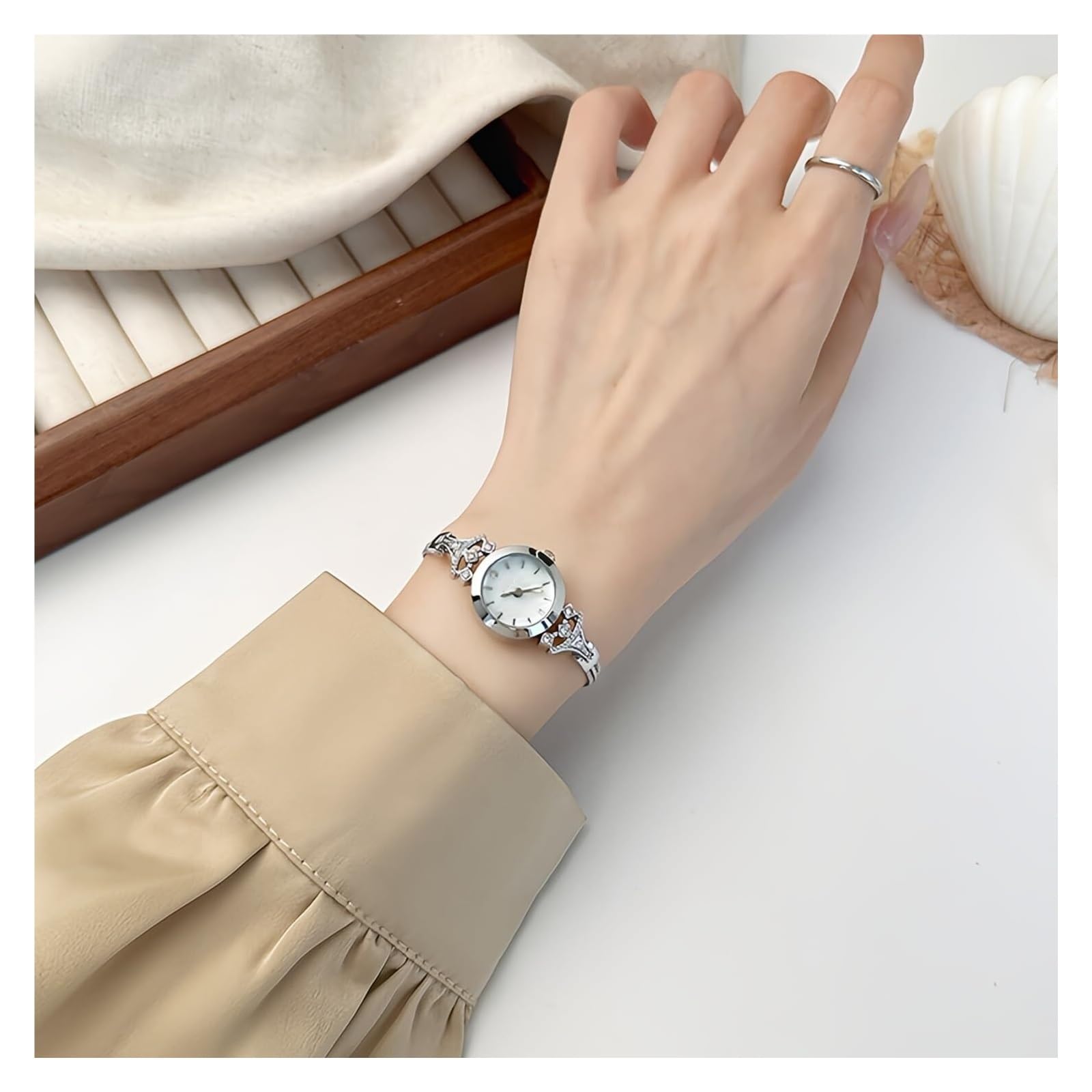 Orologio da polso da donna, rotondo, semplice, lussuoso, con strass, al quarzo, impermeabile, alla moda