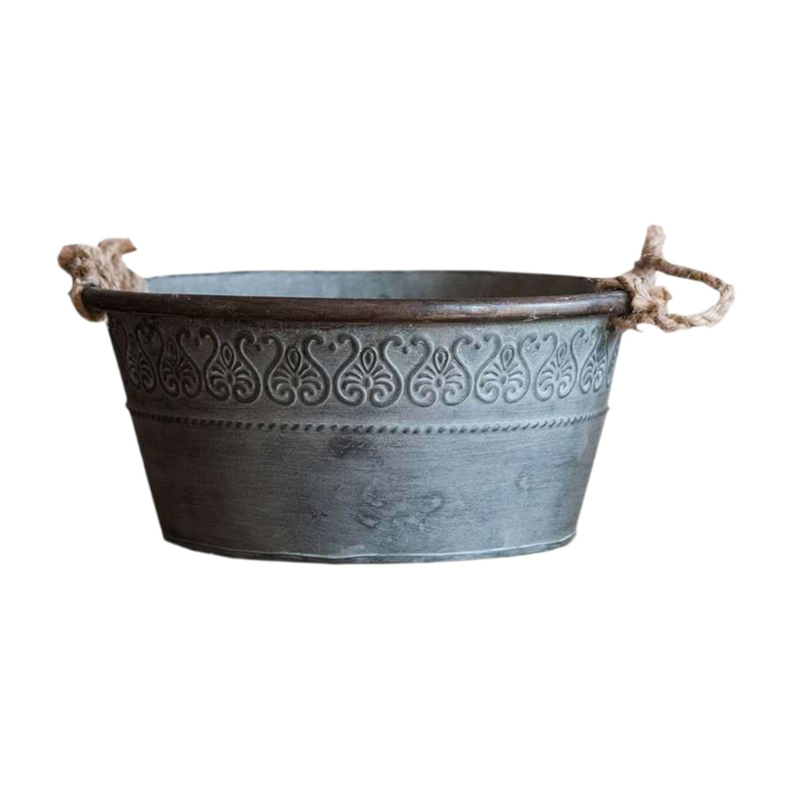 Jardinière pot de fleurs en métal 27cm pour décoration de jardin et cour