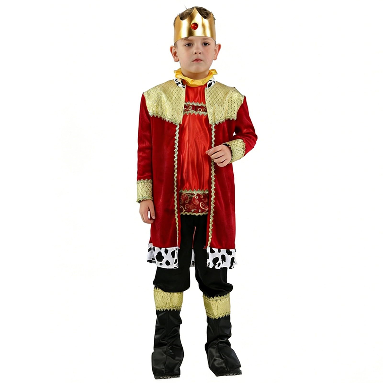 Generisch Mittelalterliches Königsgewand für Jungen Verkleidungsset mit Zepter für Rollenspiel Halloween Fest