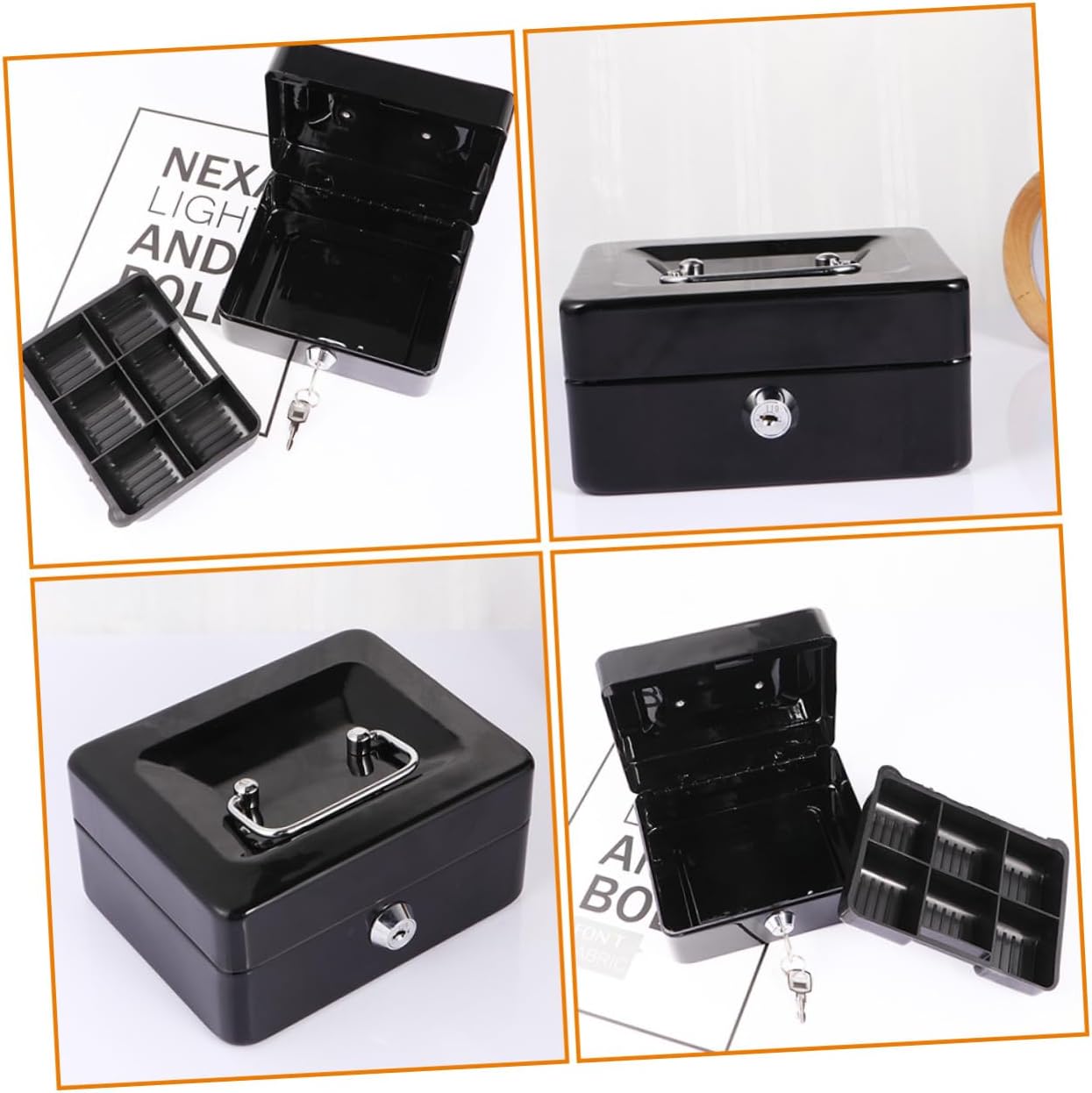 DOITOOL 1 Set Box Organizer Boxes Black Lock Boxes Lock Boxes for Personal Items Steel Small Metal Boxes