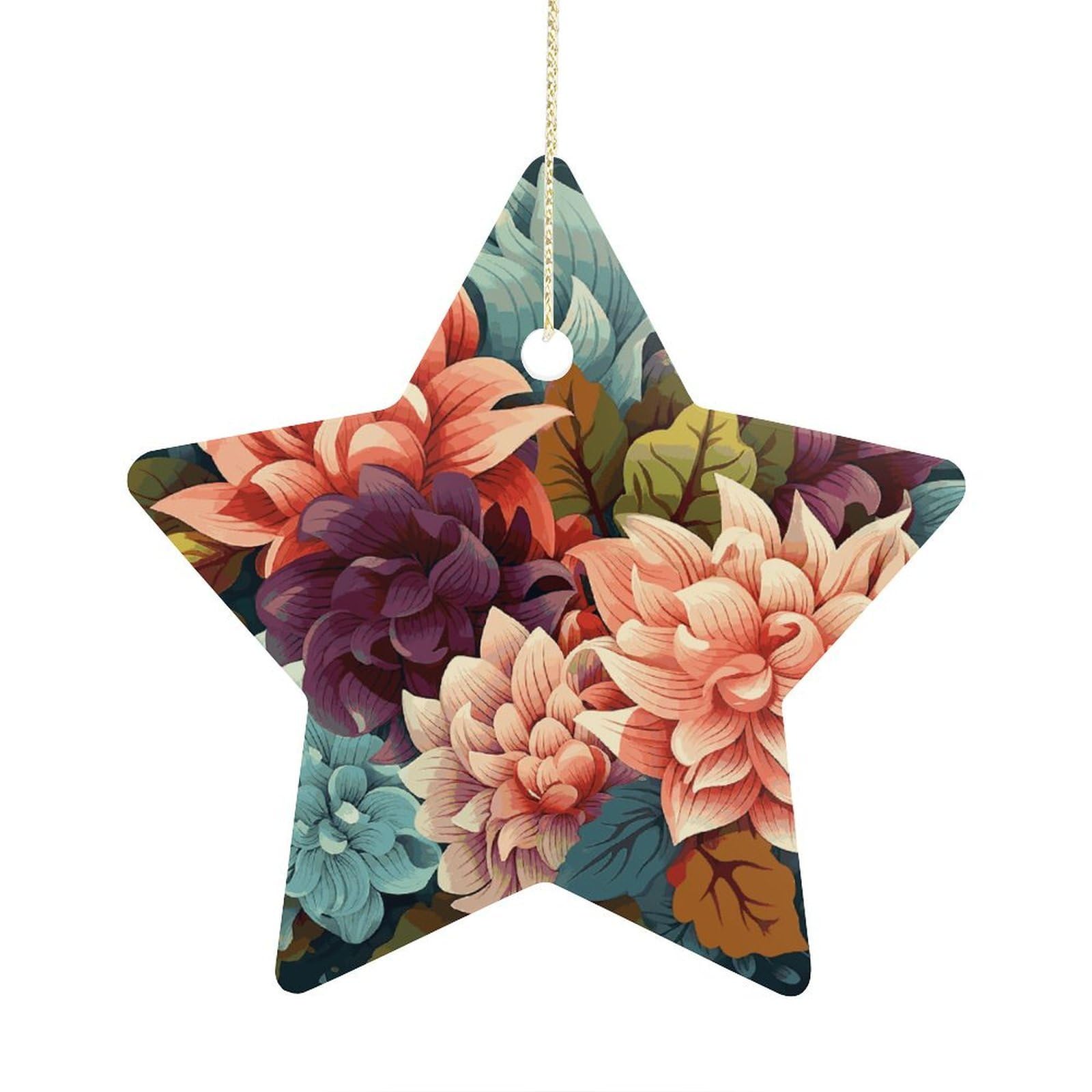 Fodpand Women's Style Flowers As Background Ornament With String, Keepsake Hanging Decorations,Ceramic Ornaments For Men Indoor Home Holiday Party Gifts