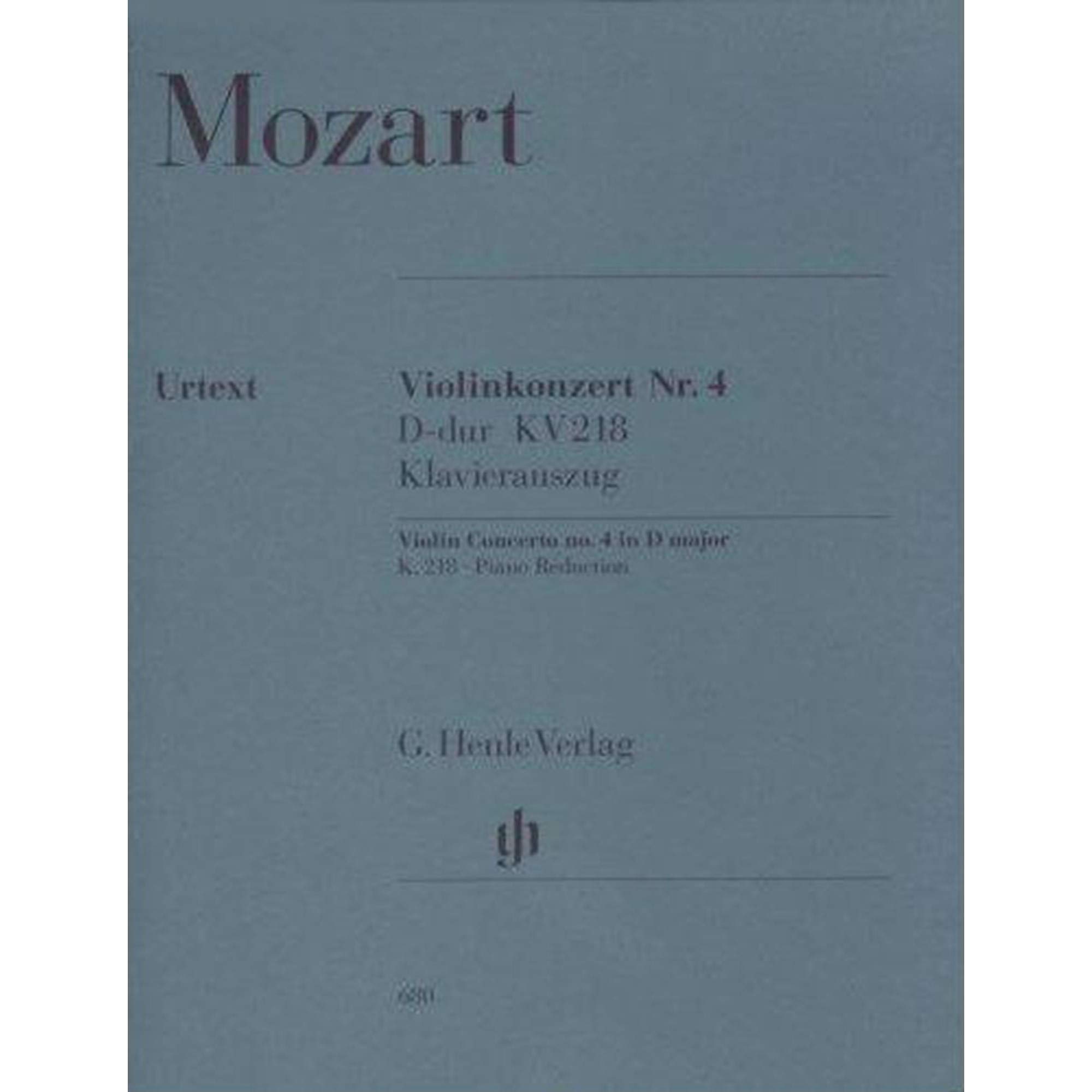 Violin Concerto no. 4 D major KV 218 - violin and orchestra - piano reduction with solo part - (HN 680): Instrumentation: Violin and Piano, Violin Concertos