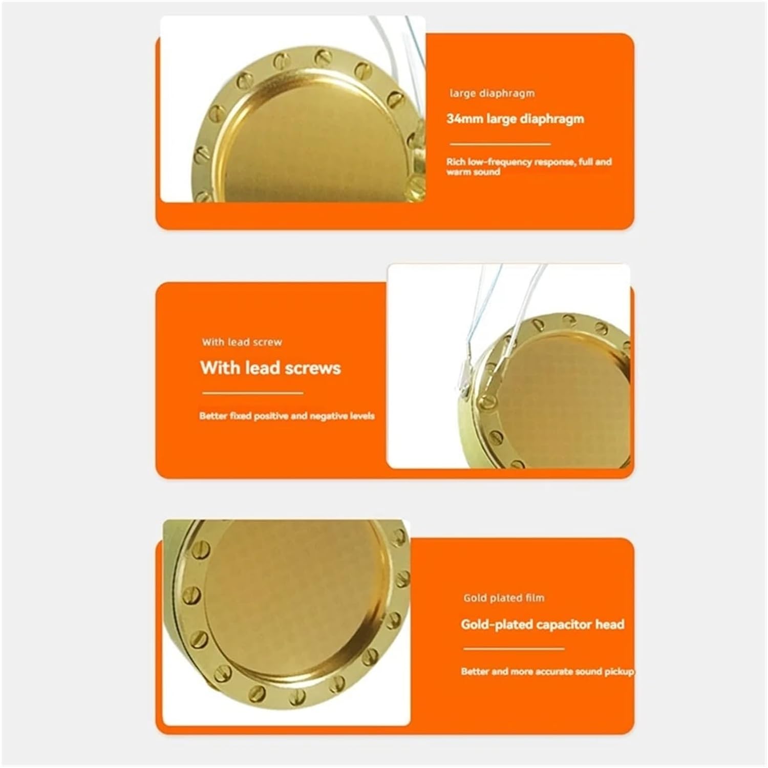 Microphone Diaphragm Core Capsule Large Condenser Accessories 34MM for Studio Record
