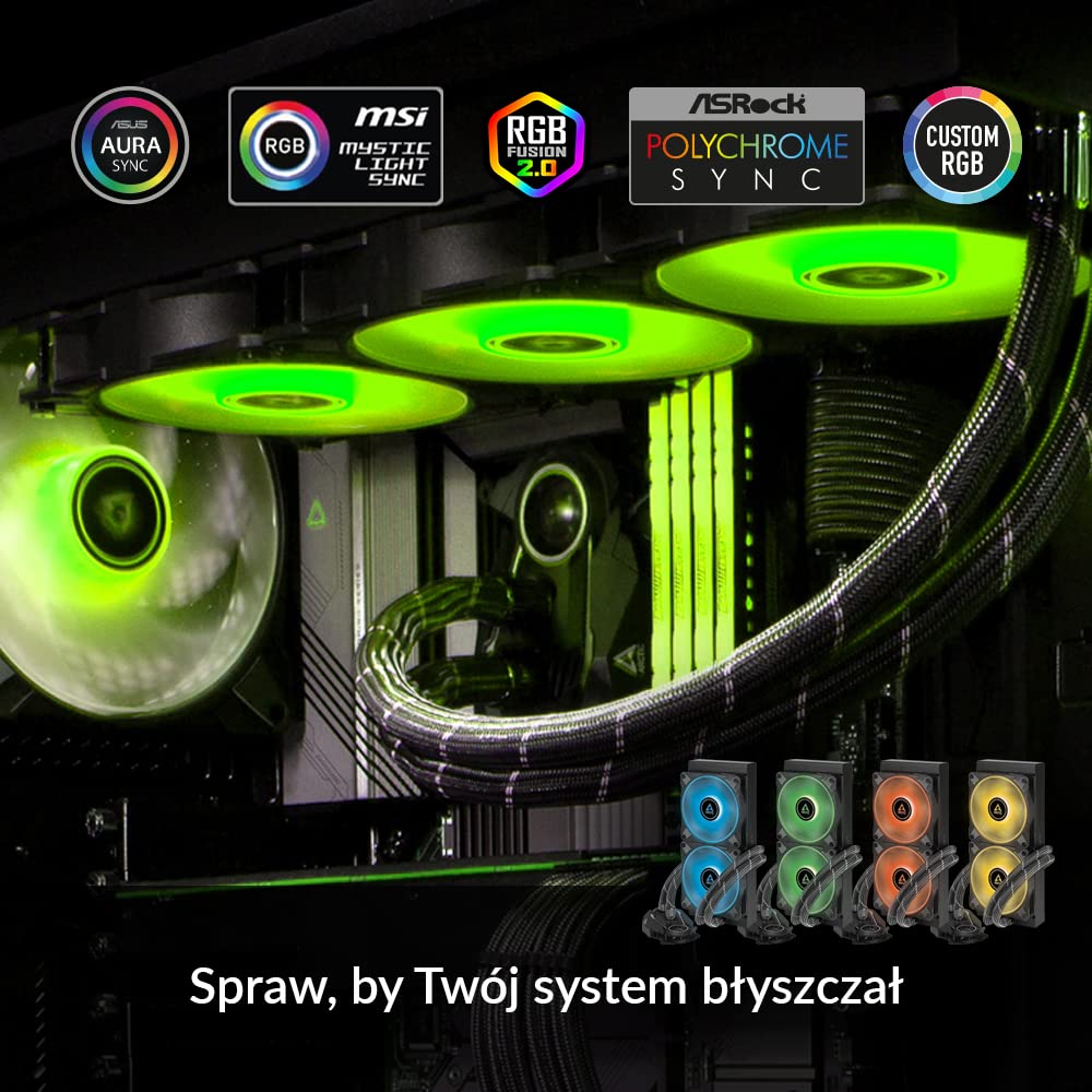 ARCTIC Liquid Freezer II 420 RGB (incl. Controller) - Multi-Compatible All-in-one CPU AIO Water Cooler with RGB, efficient PWM-Controlled Pump, Fan Speed: 200-1900 RPM, LGA1700 compatible - Black