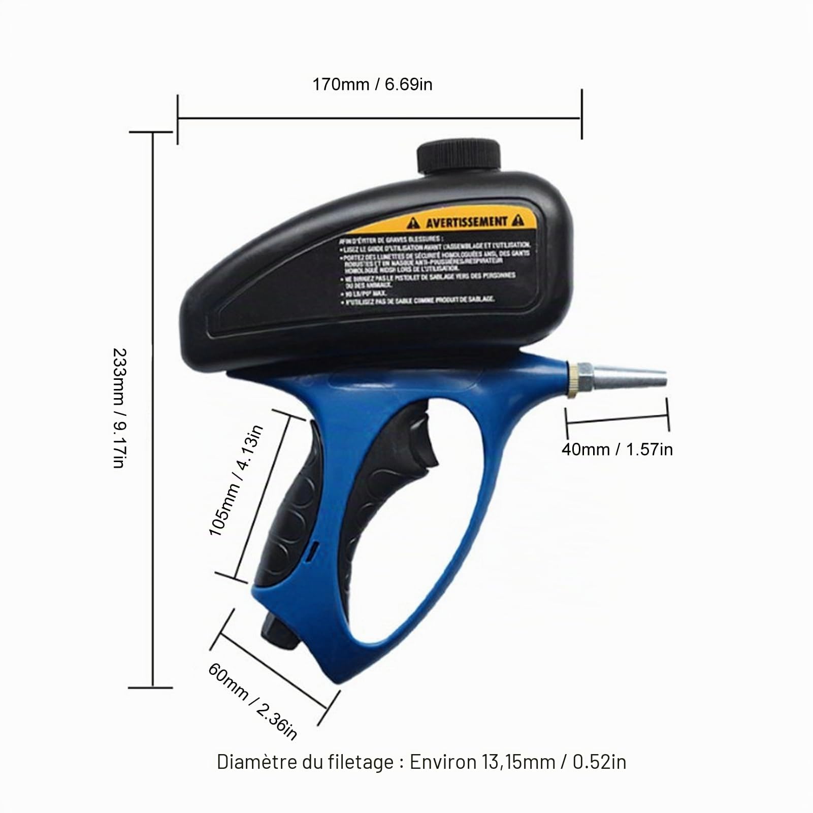 Pistolet de Sablage Portable, Sableuse pour Compresseur d'Air, Buse en Acier Remplaçable pour Métal