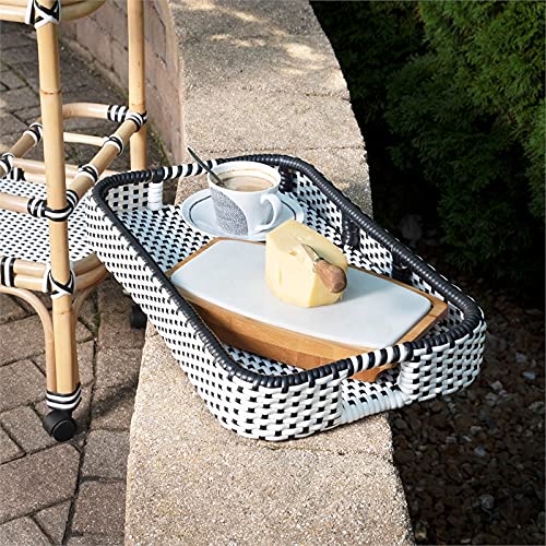 Beaumont Lane Black & White Rattan Bar Cart #TOP2