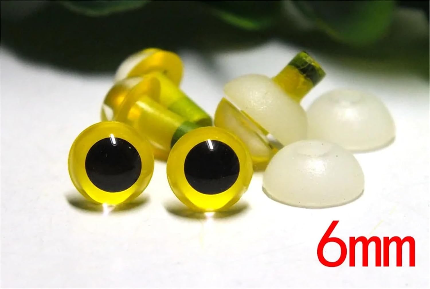 100pcs 6mm Yellow Plastic Safety Eyes for Dolls Bear Eyes with Washers