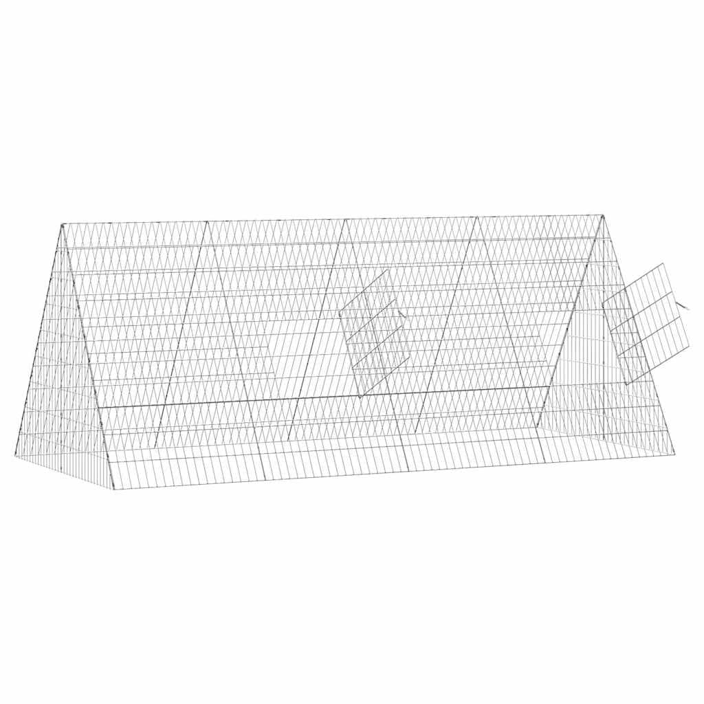 Jaula para pollos plateada, 215 x 100 x 85 cm, de acero galvanizado, resistente recinto para pollos y aves de corral en el jardín, estable para pequeños animales para exteriores y terrazas