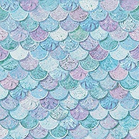Arthouse Mermazing Scales Blue Kids Wallpaper - Ice Blue, Aqua & Lilac Tones - Glitter Gel Effect for Sheen & Sparkle - Childrens Mermaid Sea Blue Fantasy - Bedroom or Playroom - 698305 Cover