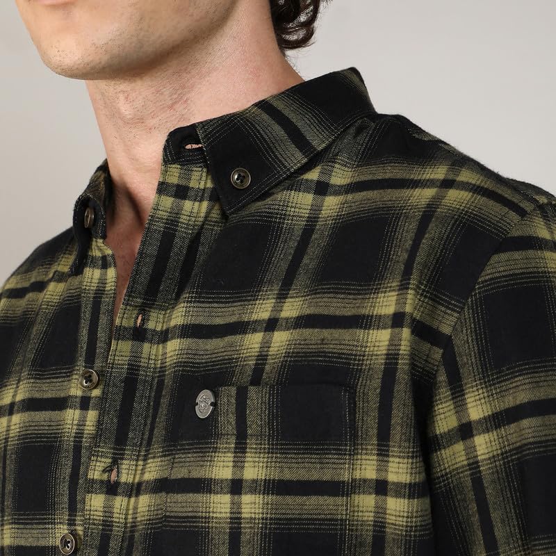 Image of CAHOOT Men's Brushed Buffalo Check Shirtfor Casual Wear | Spread Collar | Long Sleeve | Button Closure | Shirt Crafted with Comfort Fit for Everyday Wear