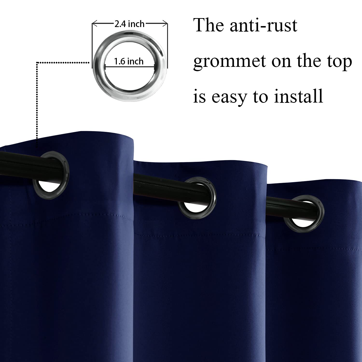 JIUZHEN Blackout Curtains with Tiebacks, Thermal Insulated - Image 2