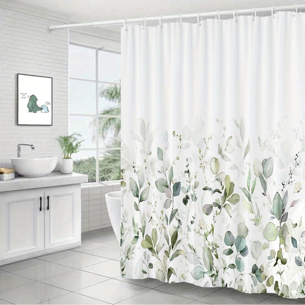 Rideau de douche feuillage motif botanique pour une ambiance bien-être