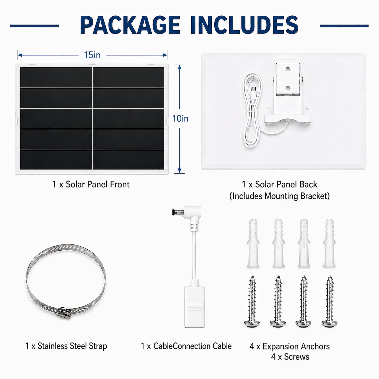 Caricatore a pannello solare da 20 W per telecamere di sicurezza a batteria, alimentazione continua da 5 V con porta USB-C e CC, pannello solare esterno impermeabile con cavo da 3 m