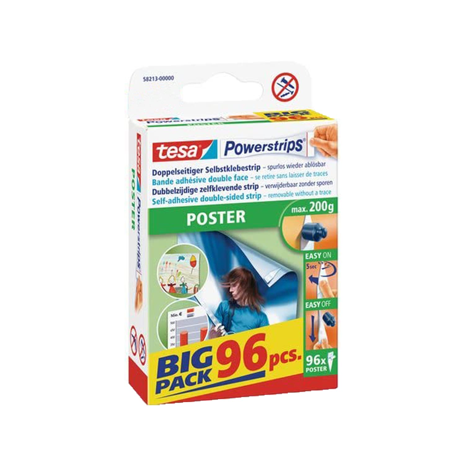 tesa Powerstrips POSTER, Haltekraft max. 0, 2 kg
