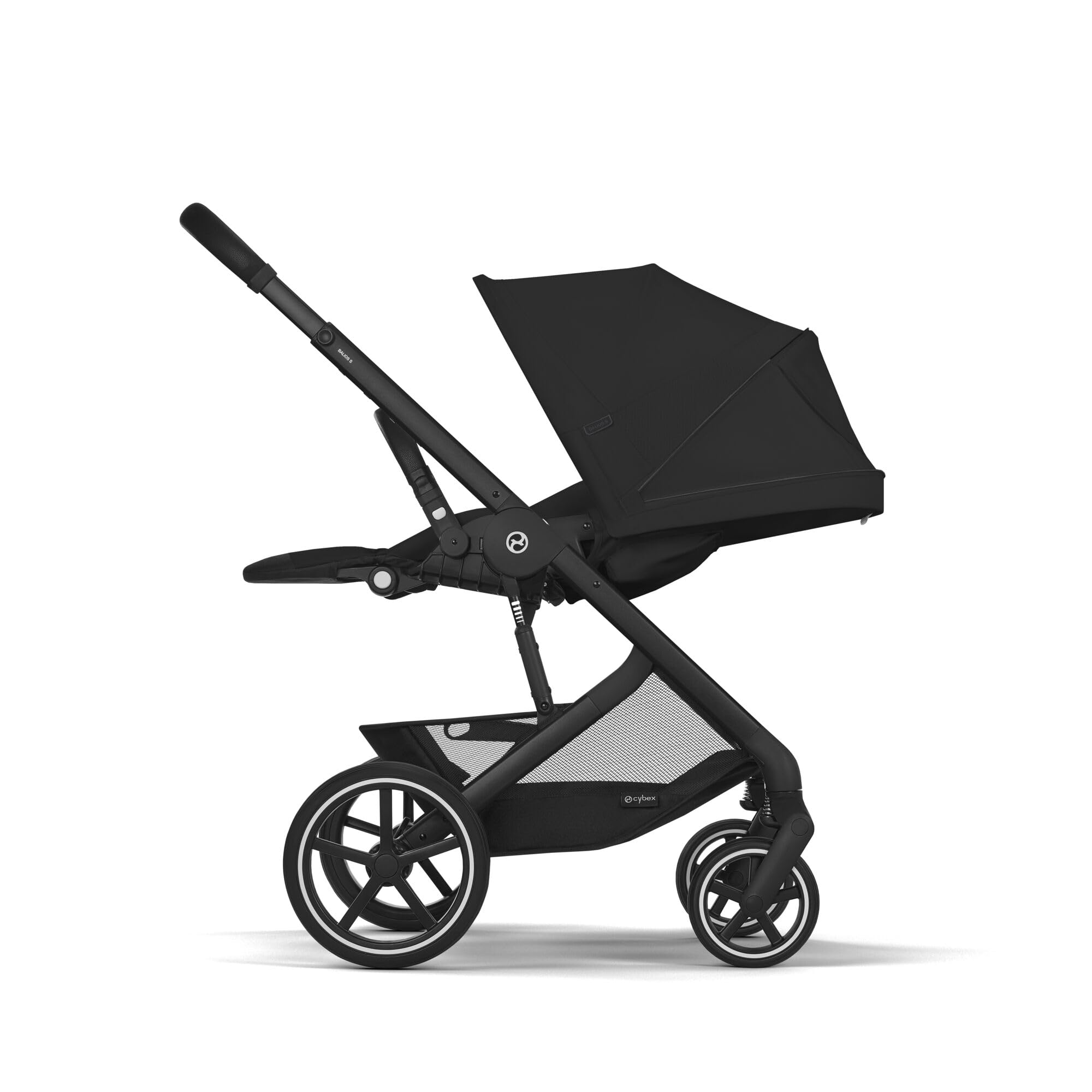 CYBEX Gold Cochecito Balios S Lux, Posición Reclinada Ergonómica, Sistema de Arnés con Una Sola Mano, Desde el Nacimiento Hasta 22 kg (Aprox. 4 Años), Moon Black