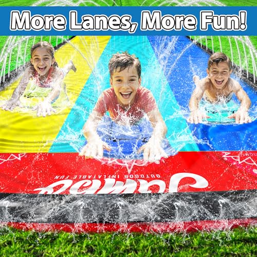 image for JAMBO XL 20Ft Premium 3 Lane Slip Splash and Slide with 3 Bodyboards, 
