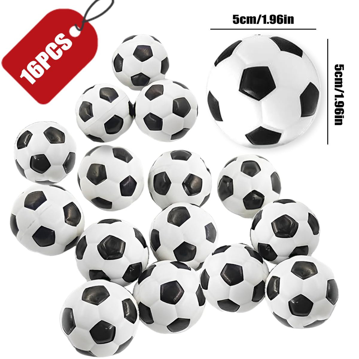 16 Piezas Mini Fútbol, Pelota Antiestrés Fútbol, Balones de Fútbol Pequeños, Pelota Antiestrés Squishy Deformable, Balones de Futbol Espuma, Juguetes Antiestrés para Niños y Adultos — view 2