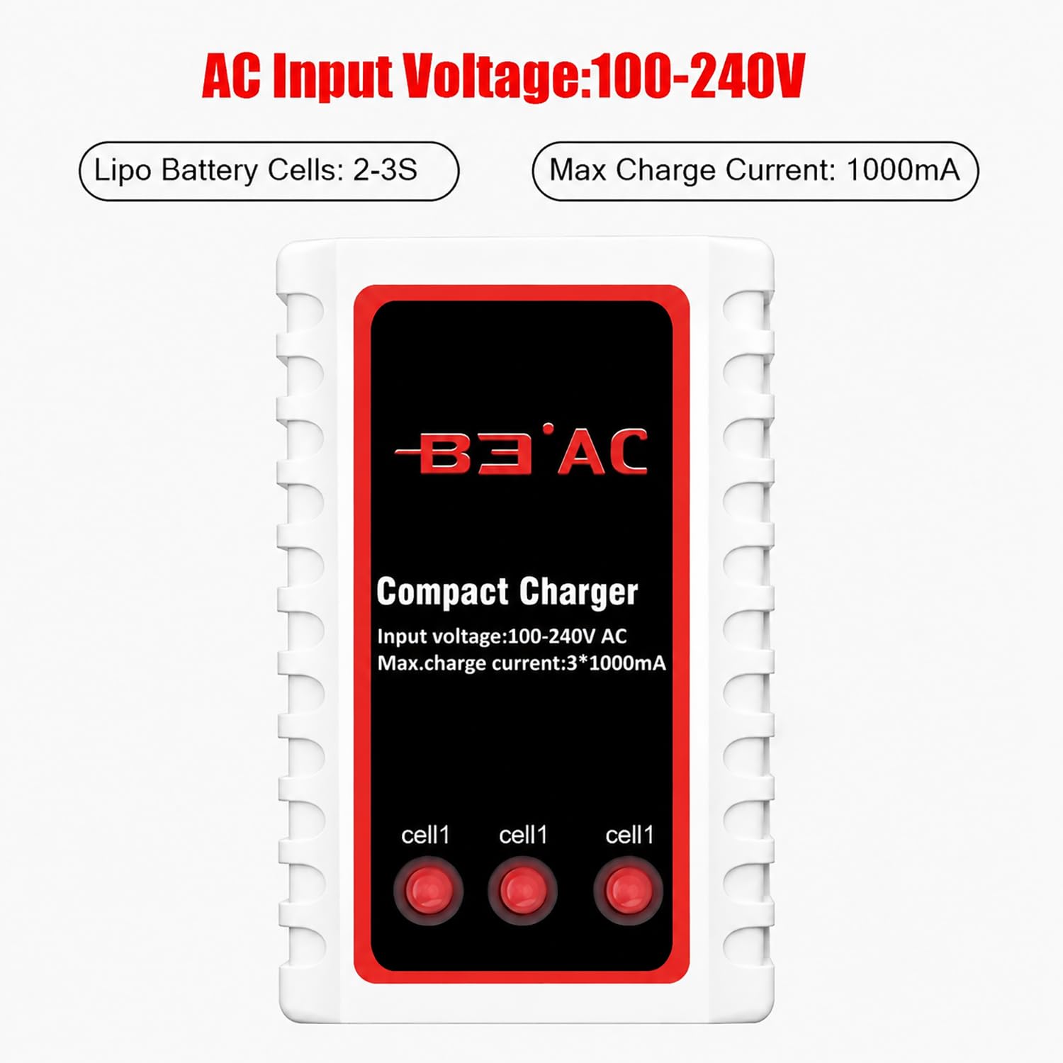 Haisito Caricabatterie Lipo B3 per Pacco Batteria 2S 3S (7,4 V, 11,1 V), Compatto Caricabatterie Rapido Bilanciamento Batteria Caricabatterie (100-240 V) per RC Quadcopter Drone Car Boat
