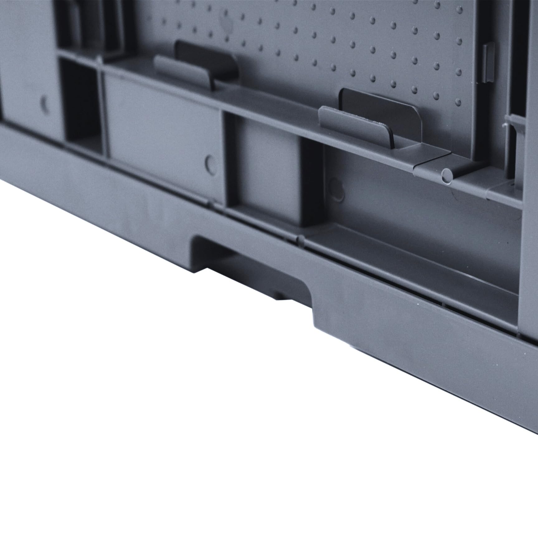 Caja plegable resistente con tapa, contenedor grande 60L, caja de transporte plegable, 60% plástico reciclado, Fabricada en Alemania, Etiqueta Ecológica, 60x40x33 cm, gris
