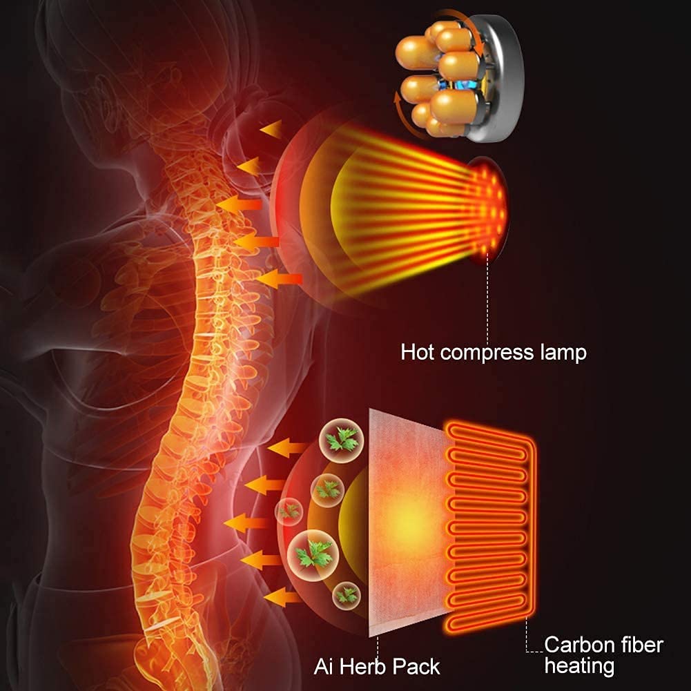 Esterilla de masaje con calor para aliviar el dolor de cuello, espalda, lumbares y piernas. Colchón de masaje vibratorio con 10 motores. Cabezales de masaje de cuello de 30 niveles. Masajeador de cue