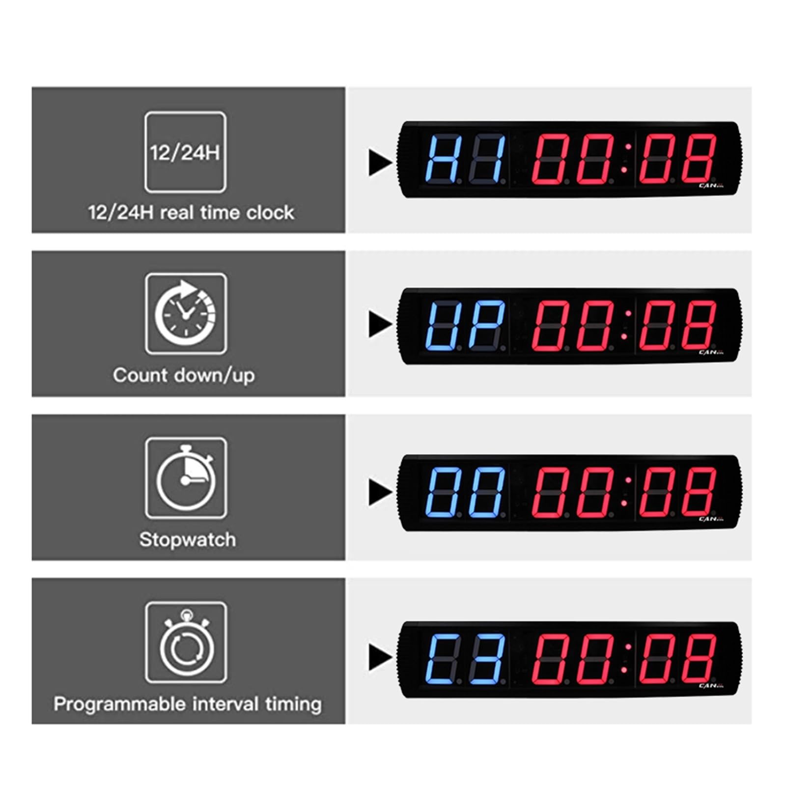 Timer da Palestra, Tempo di allenamento del timer gay da 4 pollici e tempo di riposo alternativamente apparecchiature di cronometraggio elettronico(GI2B4R)