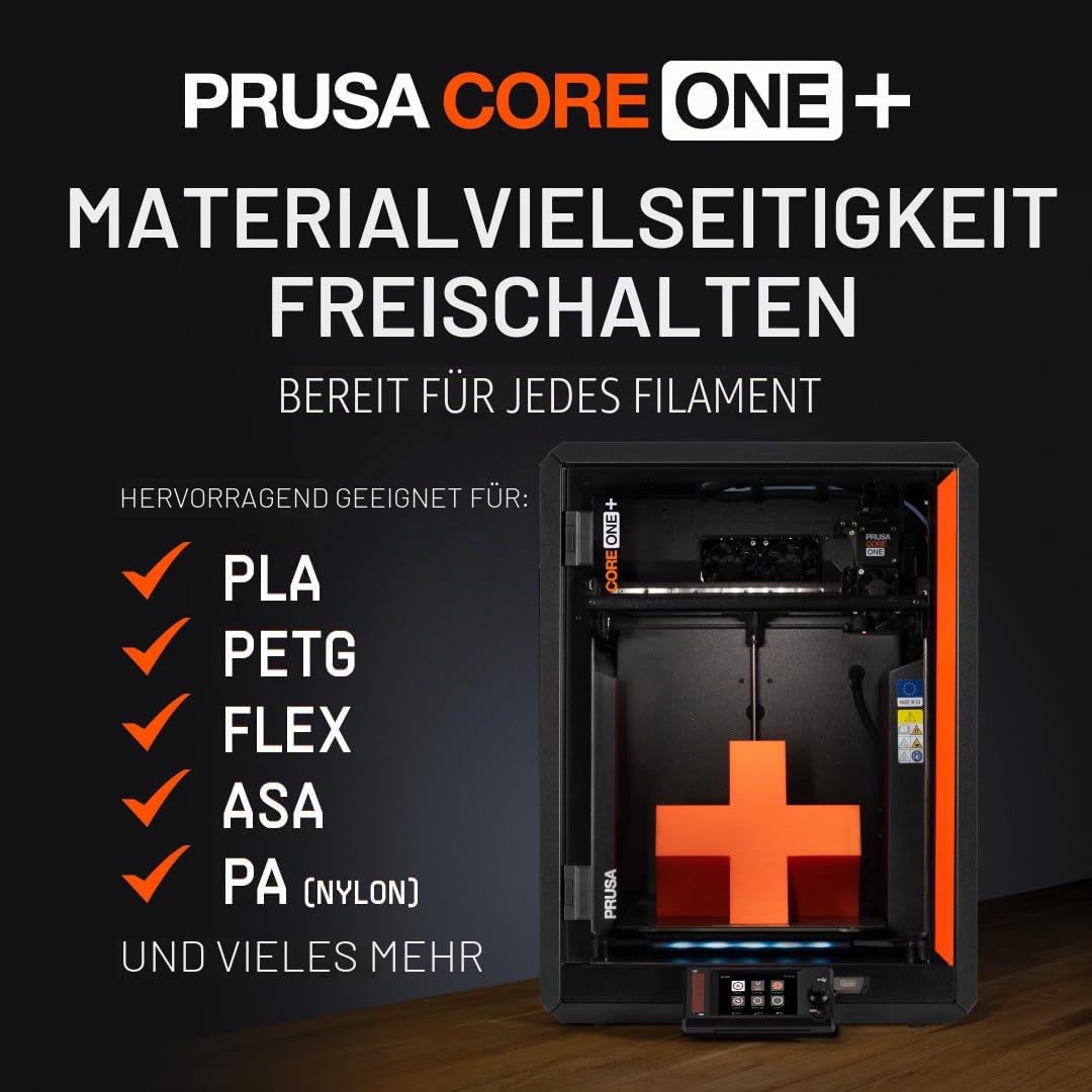 Original Prusa CORE One+ FERTIG MONTIERT – CoreXY High-Speed Profi-3D-Drucker für Hobby & Industrie Vollverkleidet mit aktiver Temperaturregelung Offline-Modus & 25x22x27cm Bauraum