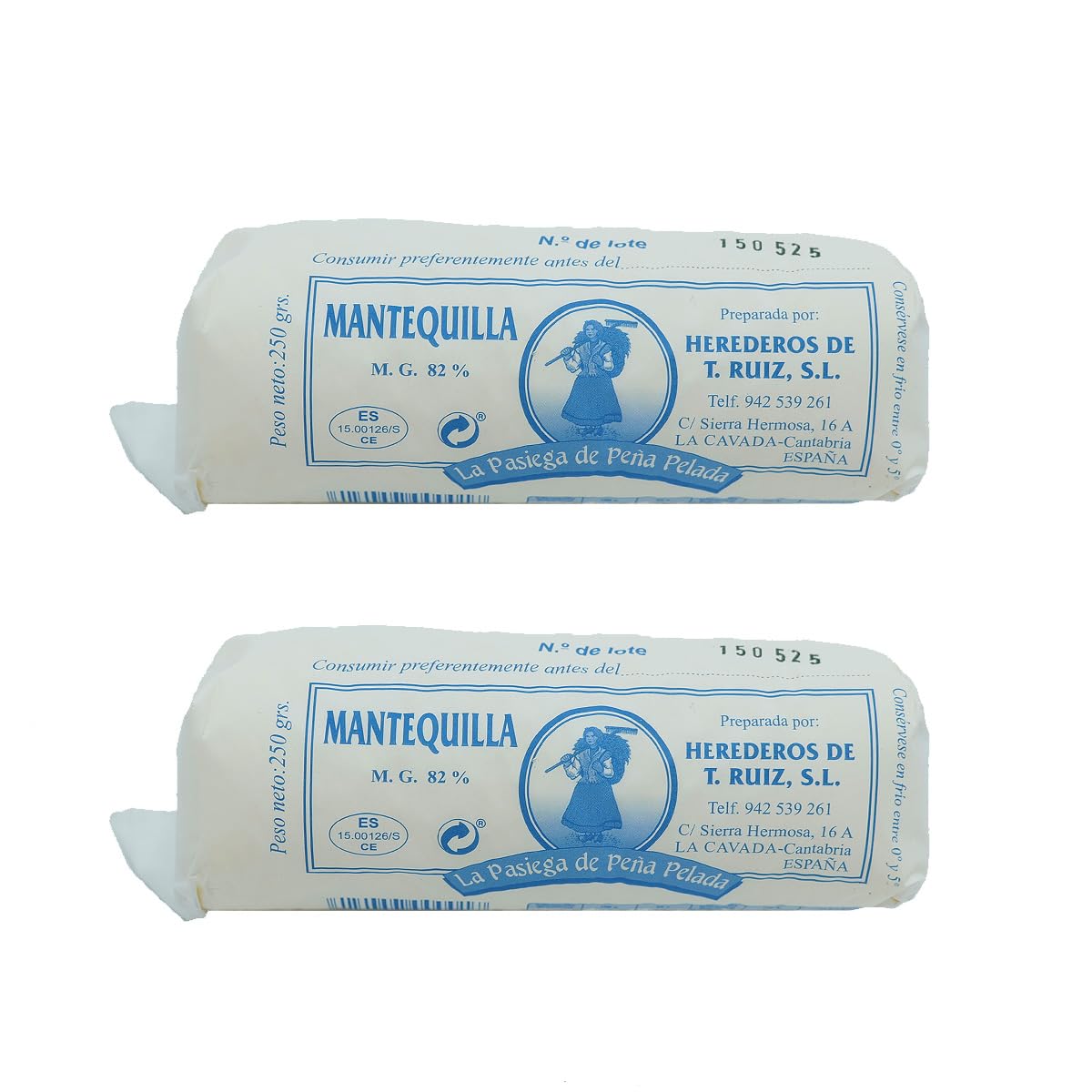 LA PASIEGA DE PEÑA PELADA Mantequilla Artesanal, PACK DE 3 Rulos de 250 gr (aprox) en Papel Sulfurizado, 82% Materia Grasa, Sabor Tradicional y Natural - Origen Cantabria — view 8