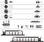 N NOROCME 192 PCS Kit de gestion des câbles 4 Manches de l'organisateur de fil,11 Porte-câble,35Cord Clips 10+2 fils de câble Organisateur 100 Câblodistribution pour ordinateur TV Sous le bureau, noir, clair