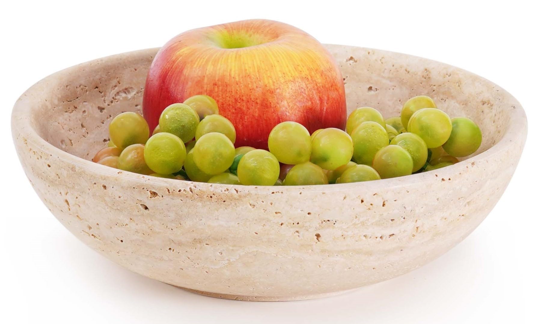 SPESHSTONES Marble Fruit Bowl for Kitchen Counter 8 Inch Handmade Travertine Gifts, Decorative Serving Bowls for Home Decor - Coffee & Dining Tables