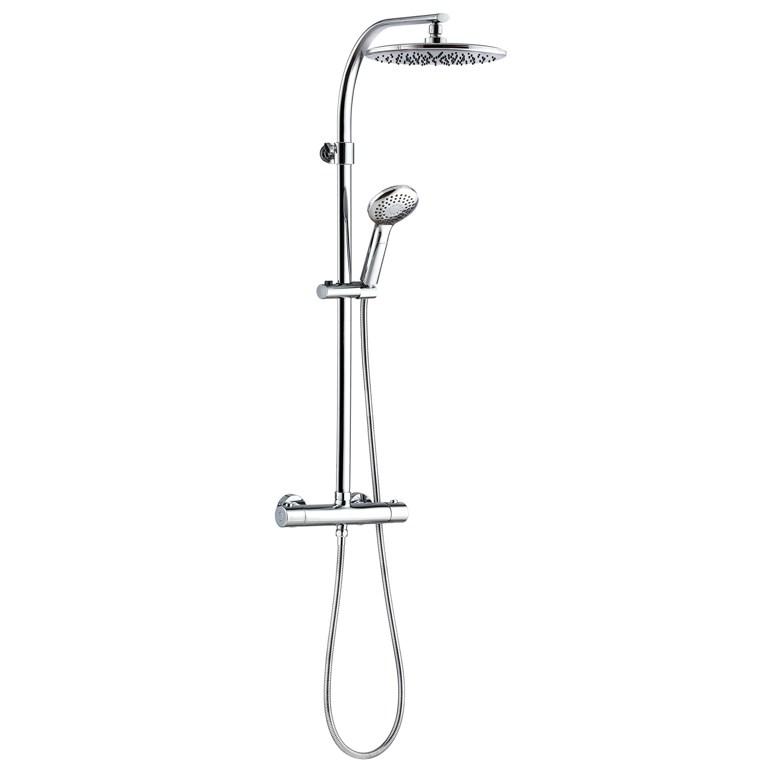Wirquin 60721387 Colonne de douche avec mitigeur thermostatique Siena Comfort 3 jets, inverseur céramique 3 jets chromé, inverseur céramique, anti-calcaire, sécurité 38°C, ACS