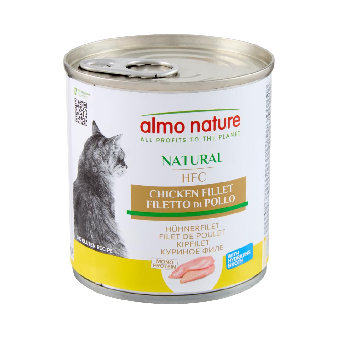 almo nature HFC Natural, Alimento Umido per Gatti - Filetto di Pollo - Confezione da 3.36 kg (12 x 280 g)