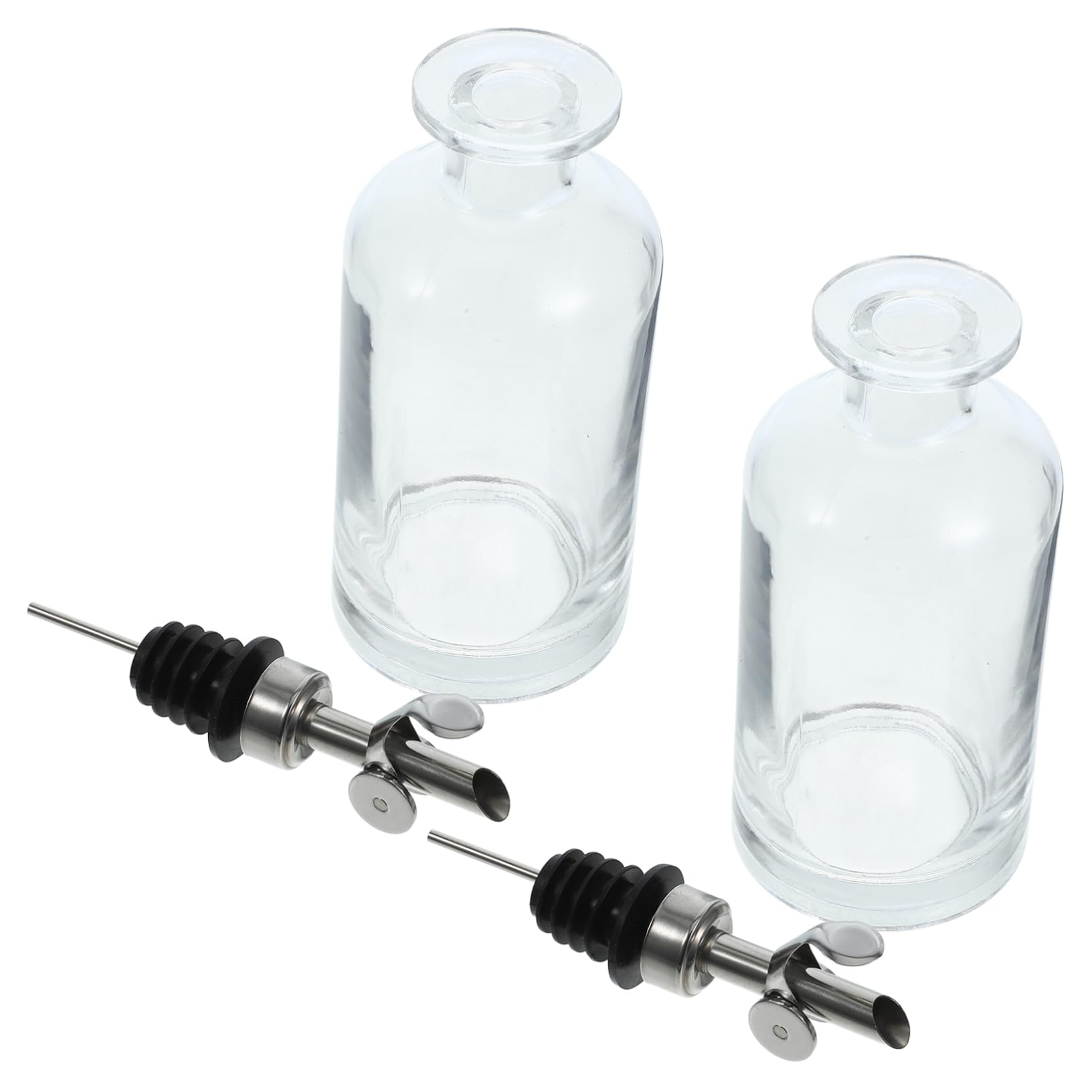 Oliera Salvagoccia 350ml 2 Pezzi in Vetro Acciaio Inox | Apertura Automatica, Silicone Integrato, Uso Versatile per Condimenti, Facile da Pulire
