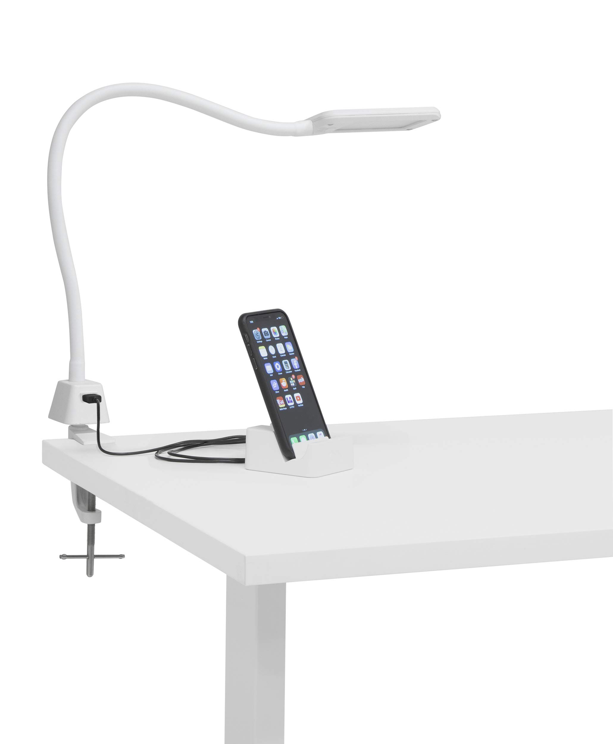 SD STUDIO DESIGNS LED Flex Lamp for Office, Art, Sewing, or Crafts with USB Charging Base, White,3"W x 5.5"D x 29.5"H