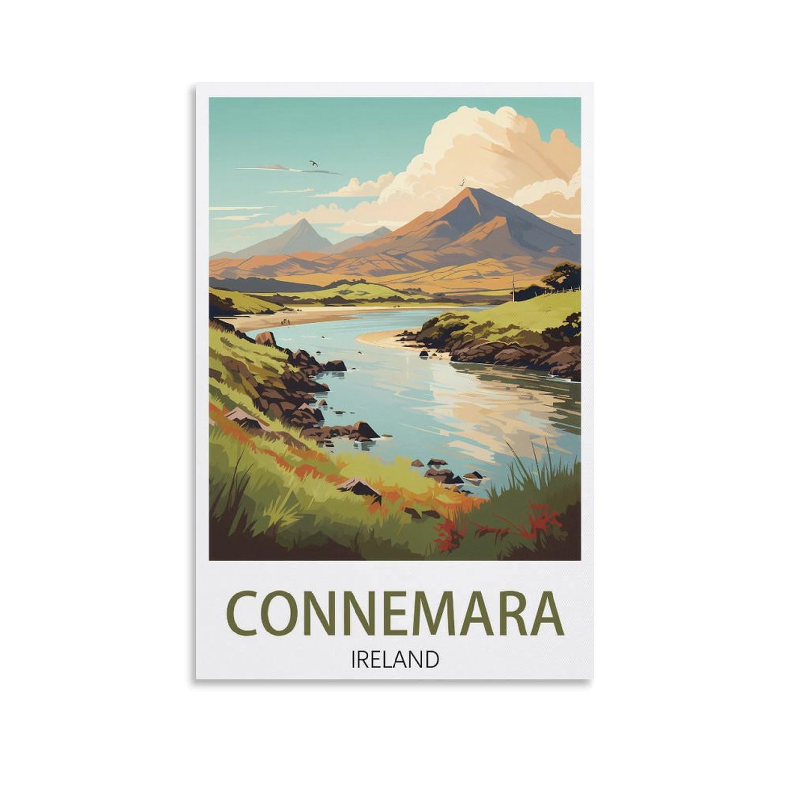 PuPLuM Connemara Ireland Vintage Travel Posters Landscape 08x12inch(20x30cm) Canvas Wall Art Posters for Living Room Decor Paintings for Home Decor