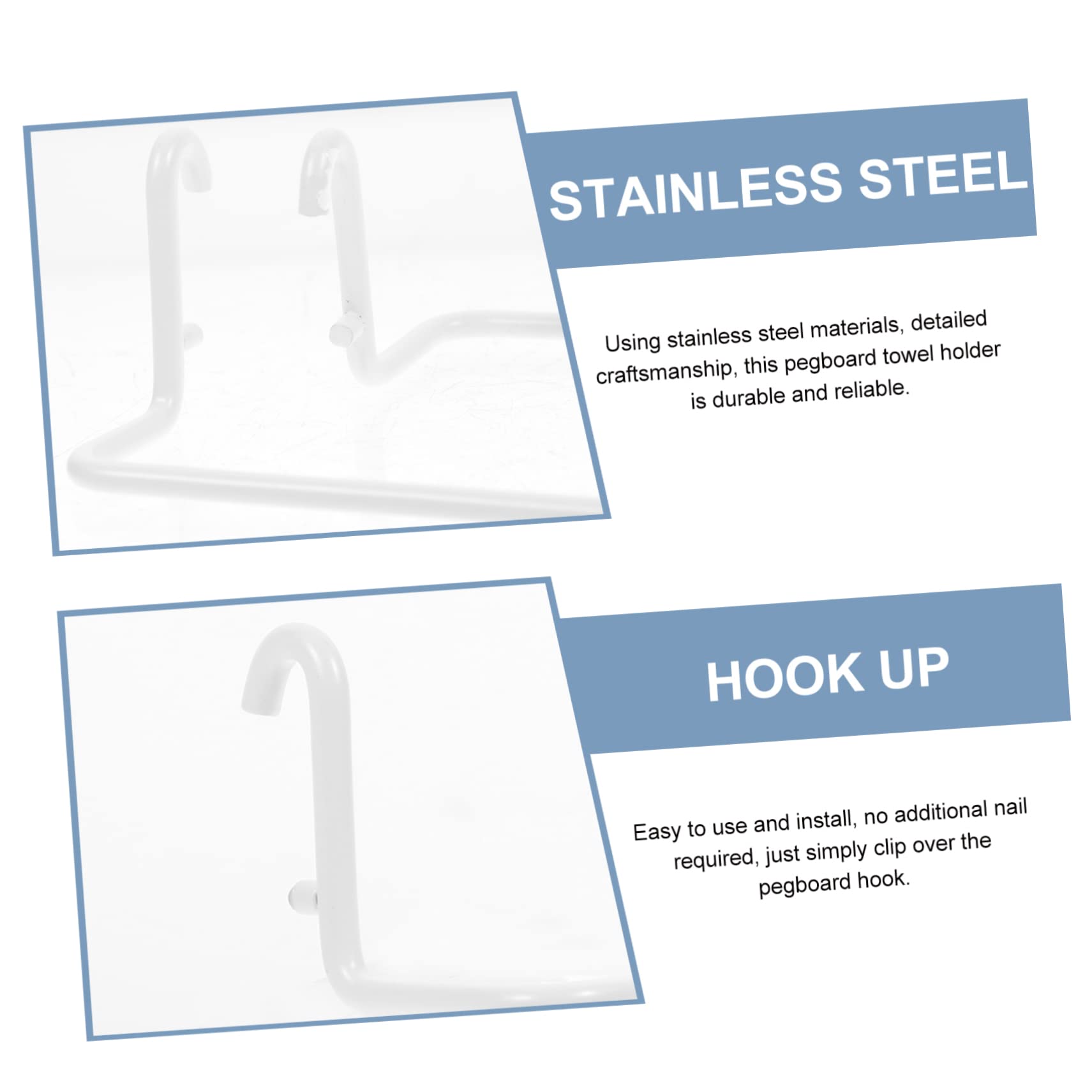 Cabilock Pegboard Paper Towel Holder Hooks 2 Pack White Space-Saver for Laundry Room Kitchen