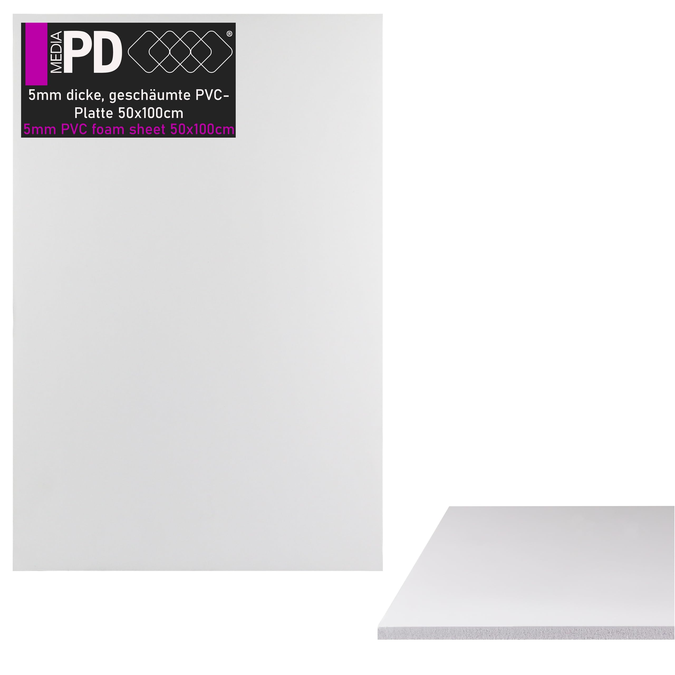 PVC Hartschaumplatten 50x100 cm 5 mm Dicke Weiß 5 Stück Set – Leichte Kunststoffplatten für Modellbau & DIY, Weiße Modellbauplatte, Leichtbauplatte Zuschneidbar
